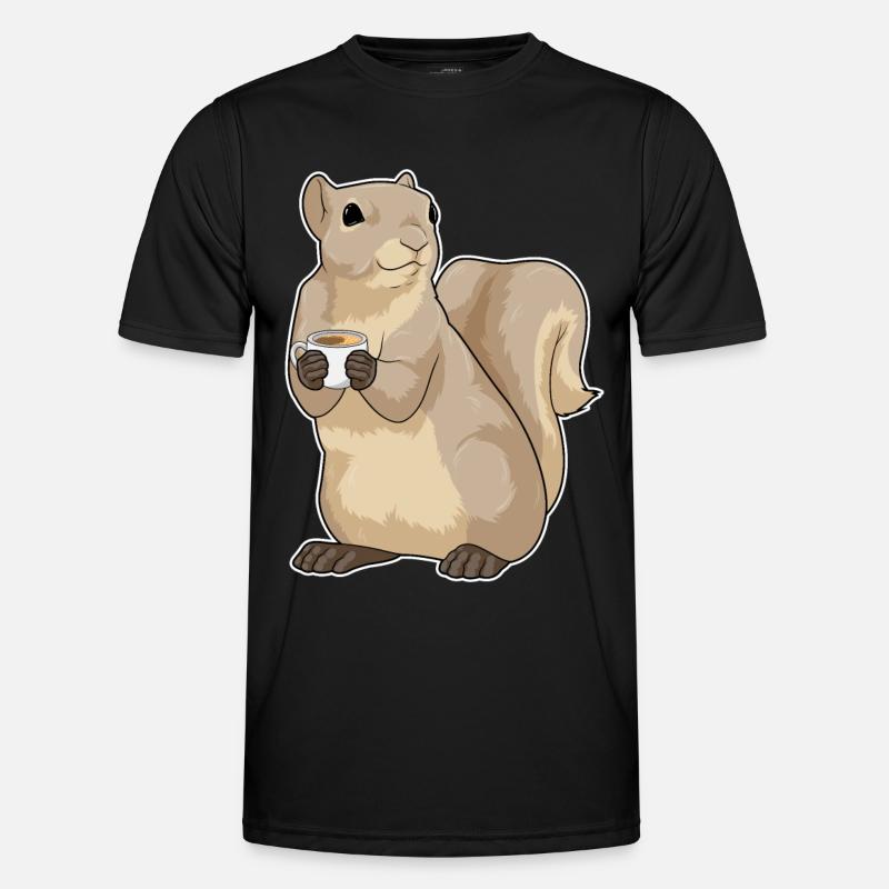Eichhörnchen Kaffee Tasse - Männer Funktions-T-Shirt - Schwarz