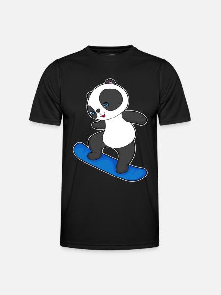 Panda Snowboarder Snowboard - Men's Functional T-Shirt - black
