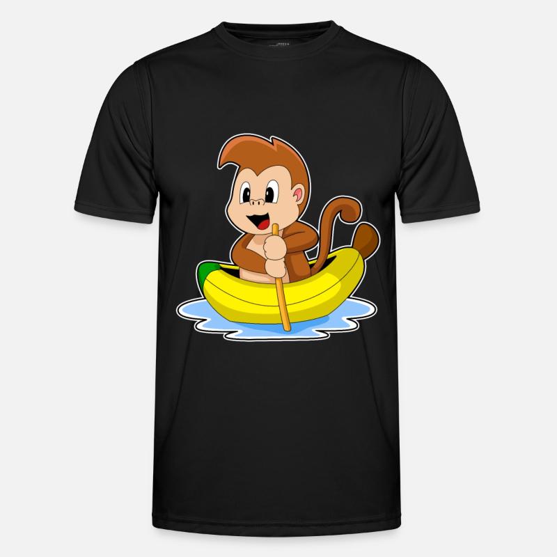 Affe Banane Boot - Männer Funktions-T-Shirt - Schwarz
