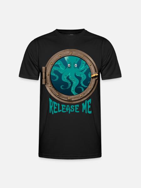 Octopus and porthole - Men's Functional T-Shirt - black