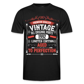 1992 Geburtsjahr Geboren Geburtstag Vintage - Männer Funktions-T-Shirt - Schwarz - Vorne - AI Model Male 178 dark (178cm)
