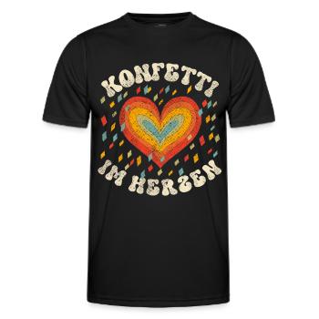 Konfetti Im Herzen Karneval Fasching - Männer Funktions-T-Shirt - Schwarz - Vorne - AI Model Male 178 dark (178cm)