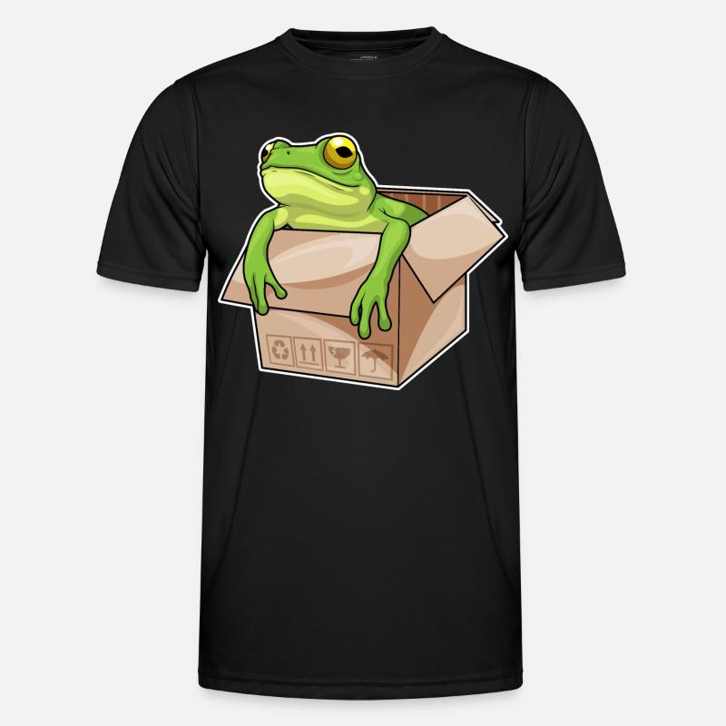 Frosch Karton - Männer Funktions-T-Shirt - Schwarz