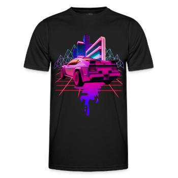 Retro Wave Sportwagen Vaporwave - Männer Funktions-T-Shirt - Schwarz - Vorne - AI Model Male 178 dark (178cm)