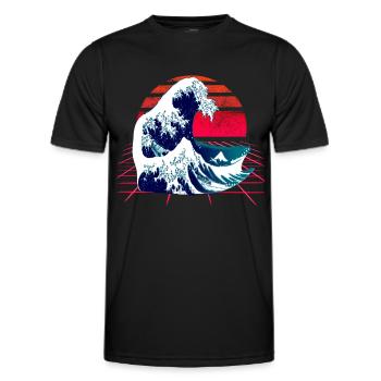 Japanese wave - the Great Wave off Kanagawa - Men's Functional T-Shirt - black - Front - AI Model Male 178 dark (178cm)