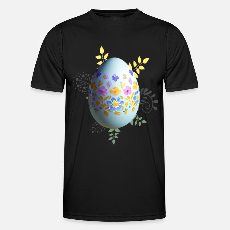 Floral Easter Egg - Men's Functional T-Shirt - black