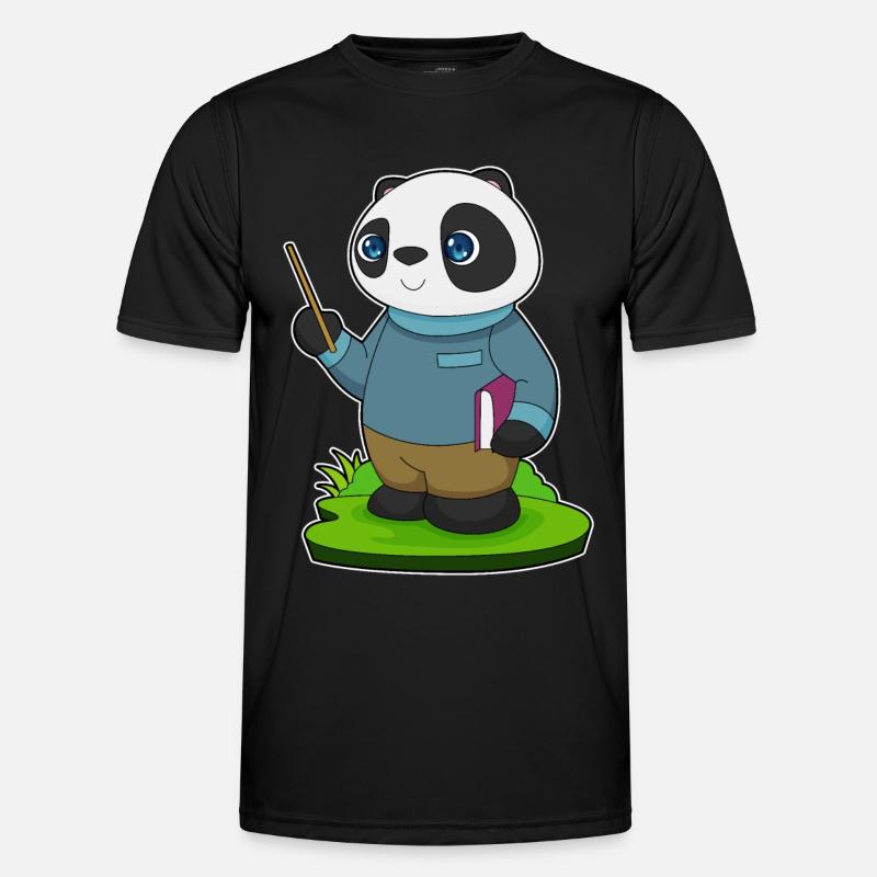 Panda Teacher Pointer School - Men's Functional T-Shirt - black