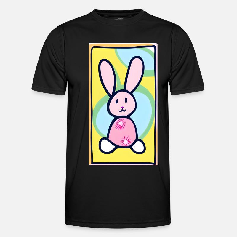 Pastel Bunny Easter Bunny on Yellow Background - Men's Functional T-Shirt - black
