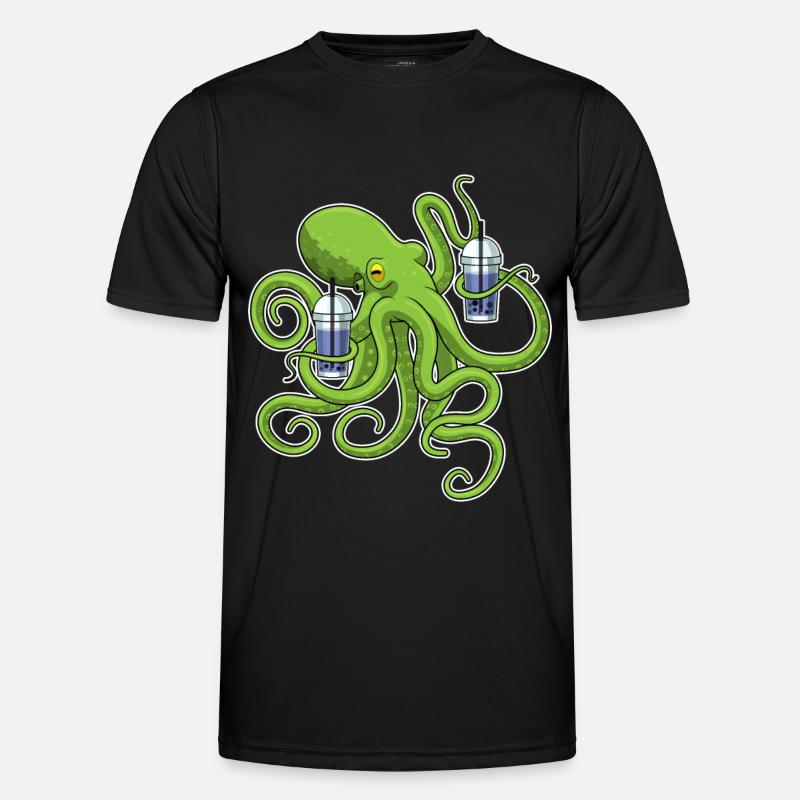 Krake Bubble tea - Männer Funktions-T-Shirt - Schwarz