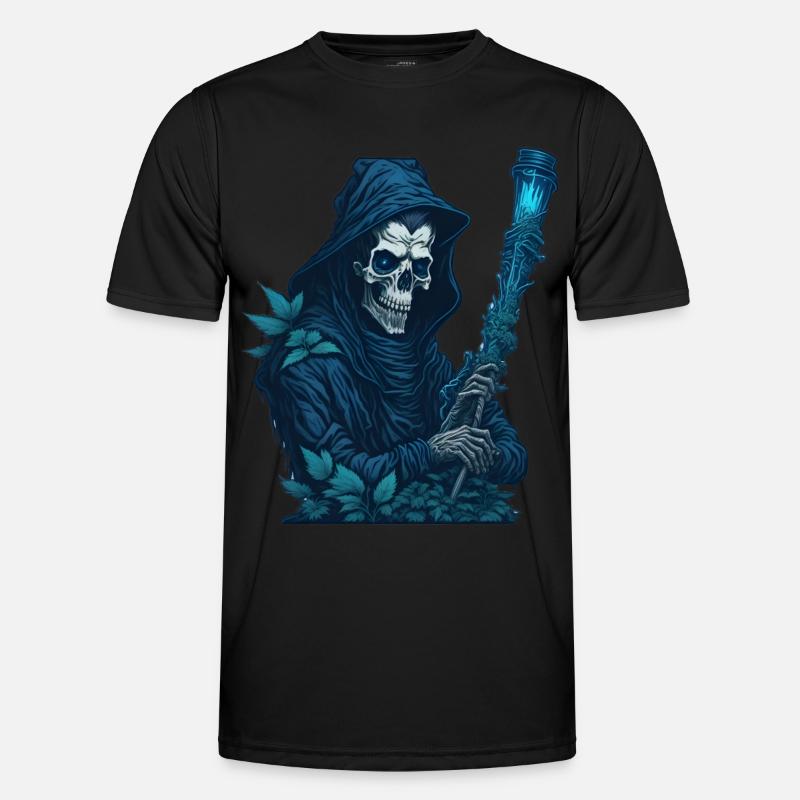 Sensenmann mit Gras Pfeife - Männer Funktions-T-Shirt - Schwarz