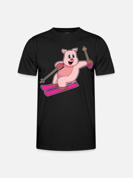 Pig Skier Ski - T-shirt sport Homme - noir