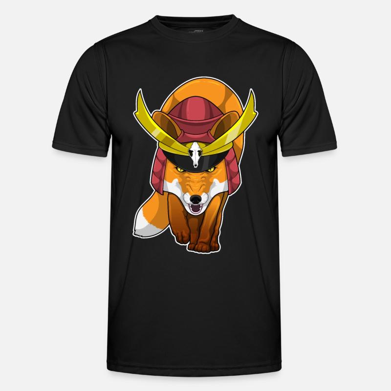 Fuchs Samurai Kampfkunst - Männer Funktions-T-Shirt - Schwarz