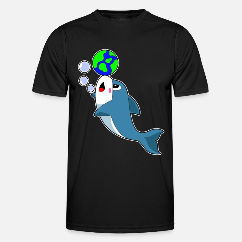 Delfin Erde - Männer Funktions-T-Shirt - Schwarz