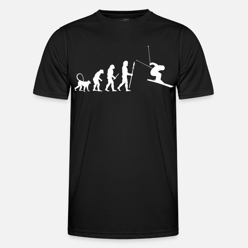 Skifahren Evolution - Männer Funktions-T-Shirt - Schwarz