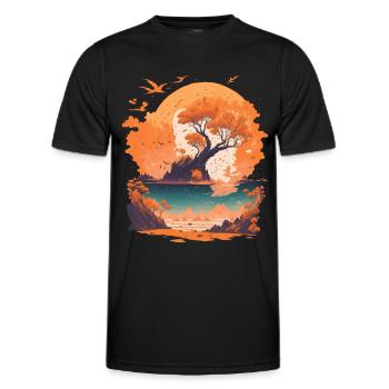 Pure nature Holiday Relaxation - Men's Functional T-Shirt - black - Front - AI Model Male 178 dark (178cm)