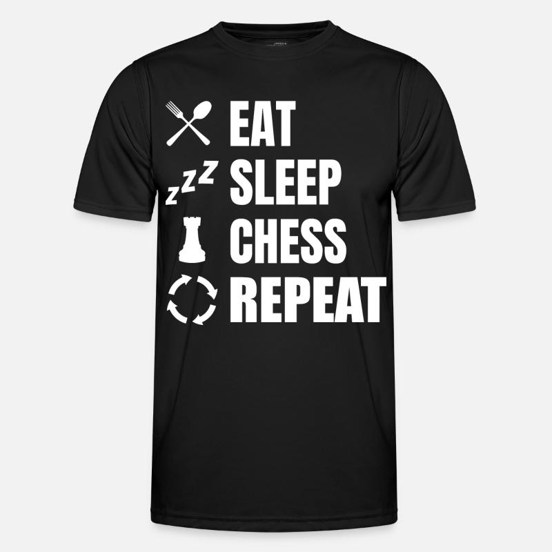 Eat Sleep Chess Repeat - Männer Funktions-T-Shirt - Schwarz