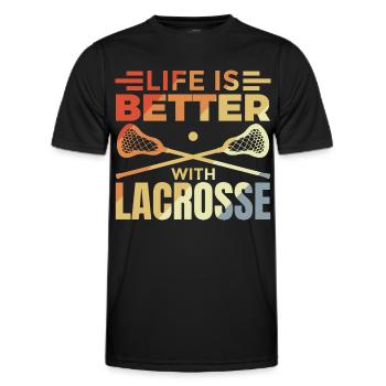 Vintage Lacrosse Slogan - Men's Functional T-Shirt - black - Front - AI Model Male 178 dark (178cm)
