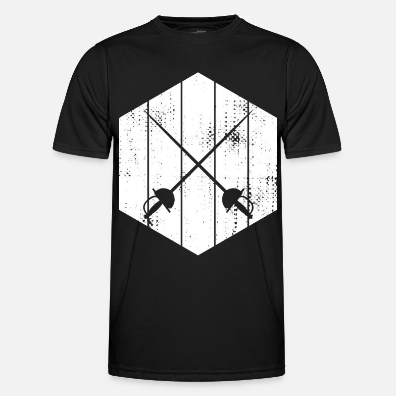 Fechter Schwerter Skizze - Männer Funktions-T-Shirt - Schwarz