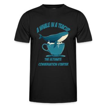 Whale in teacup conversation starter - Men's Functional T-Shirt - black - Front - AI Model Male 178 dark (178cm)