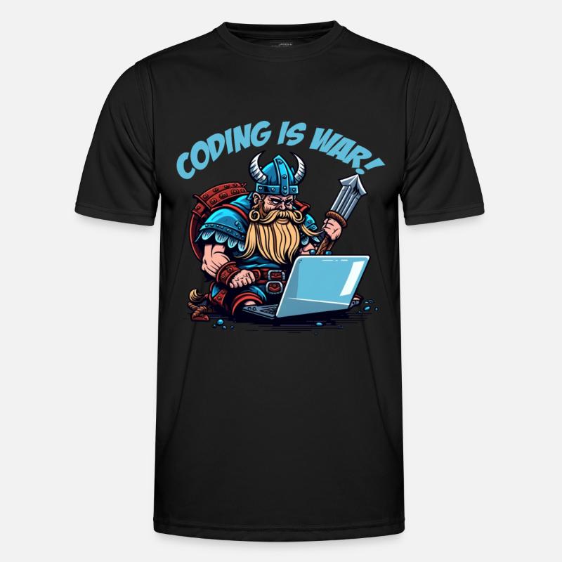 "Coding is war" Wikinger - Männer Funktions-T-Shirt - Schwarz