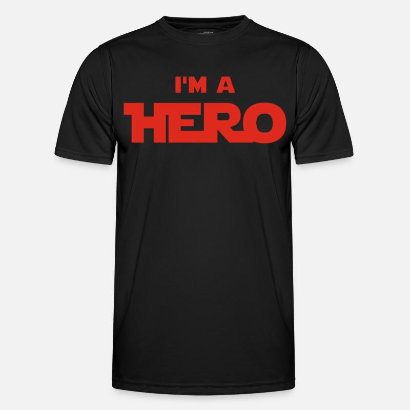 Ich bin ein Held (rot) - Männer Funktions-T-Shirt - Schwarz