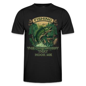 Big fish on the hook - Men's Functional T-Shirt - black - Front - AI Model Male 178 dark (178cm)