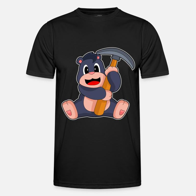 Mole Miner Pickaxe Mining - Men's Functional T-Shirt - black