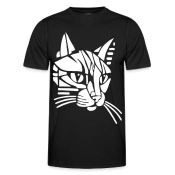 Chat tribal blanc - T-shirt sport Homme - noir - Devant - AI Model Male 178 dark (178cm)