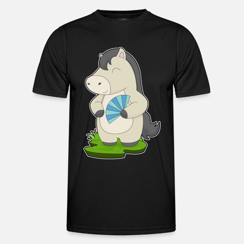 Pferd Handventilator - Männer Funktions-T-Shirt - Schwarz