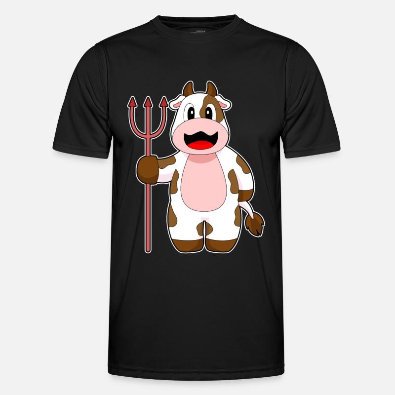 Vache Halloween Devil Trident - T-shirt sport Homme - noir