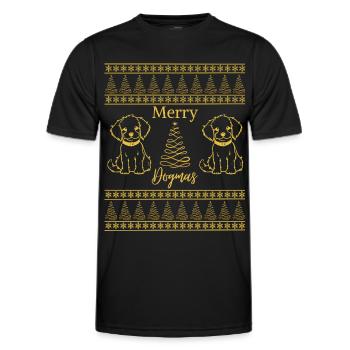 Merry Dogmas Dog Lover Christmas Mood - Men's Functional T-Shirt - black - Front - AI Model Male 178 dark (178cm)