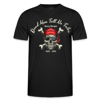 pirate skull sea ocean - Men's Functional T-Shirt - black - Front - AI Model Male 178 dark (178cm)