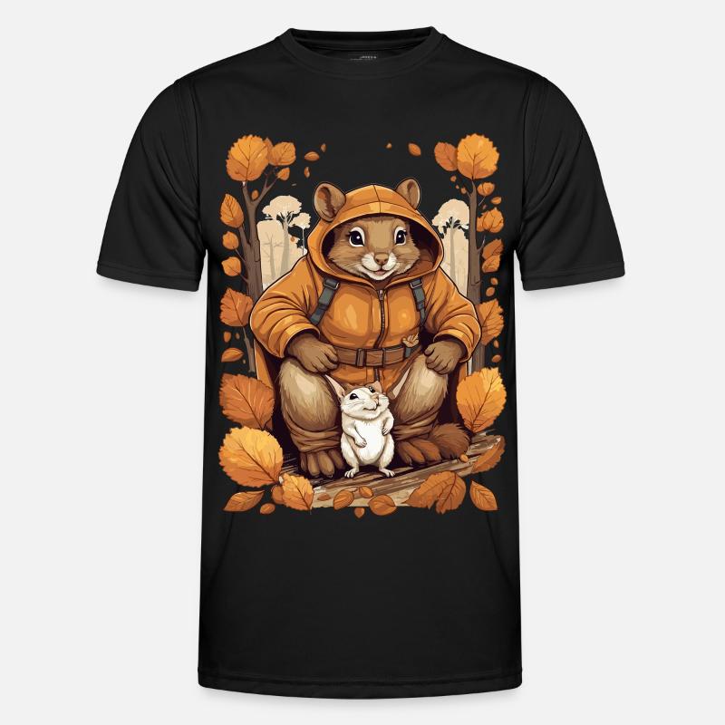 Süßes Eichhörnchen mit Maus - Männer Funktions-T-Shirt - Schwarz