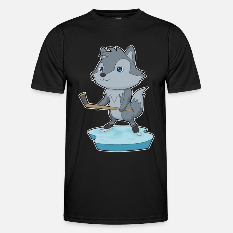 Wolf Eishockey Eishockeyschläger - Männer Funktions-T-Shirt - Schwarz