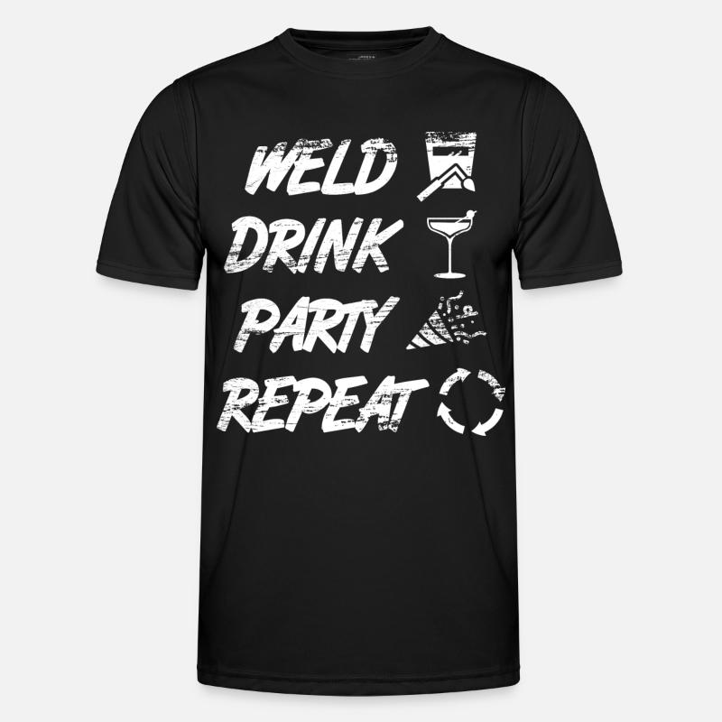 welding, drinking, celebrating, repeating - Men's Functional T-Shirt - black