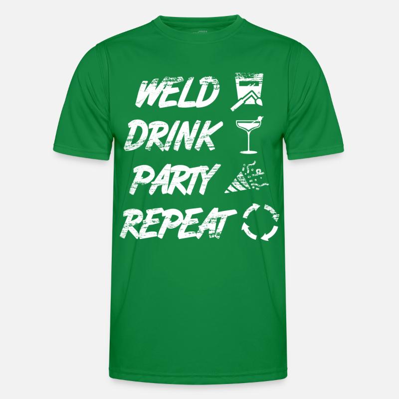welding, drinking, celebrating, repeating Men's Functional T-Shirt
