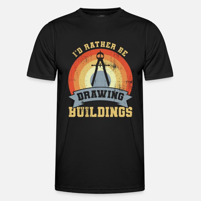 I’d Rather Be Drawing Buildings - Männer Funktions-T-Shirt - Schwarz