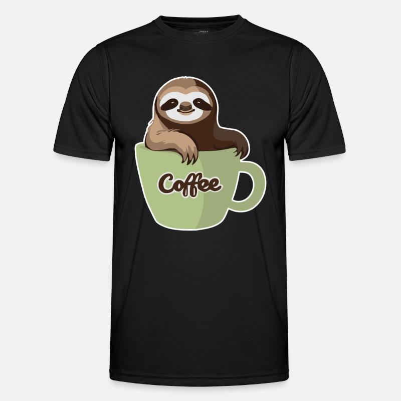 Sloth in a coffee cup - Men's Functional T-Shirt - black