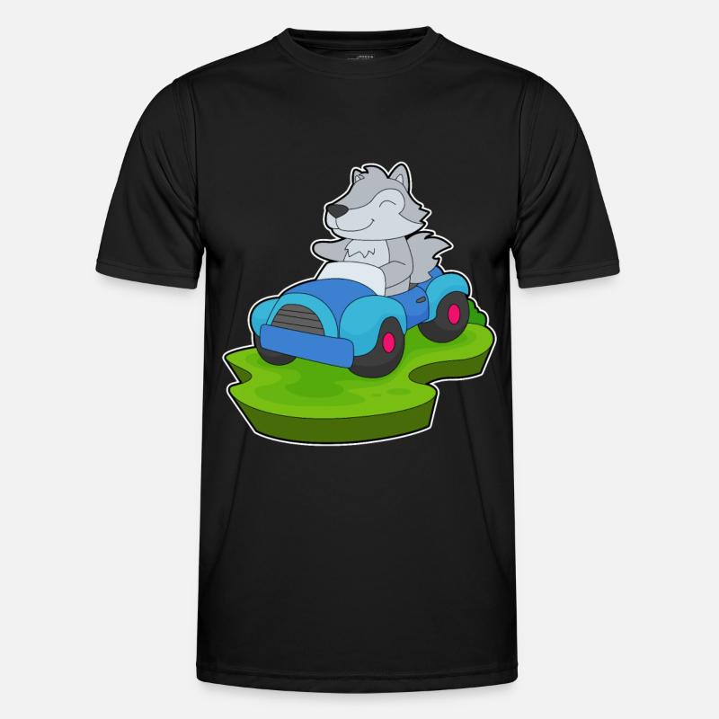 Wolf Auto - Männer Funktions-T-Shirt - Schwarz