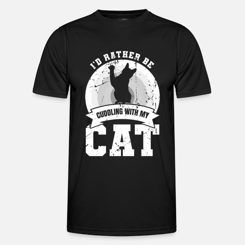 I'd cuddle with my cat - Men's Functional T-Shirt - black