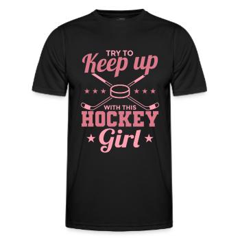 Essayez de suivre cette fille de hockey - T-shirt sport Homme - noir - Devant - AI Model Male 178 dark (178cm)