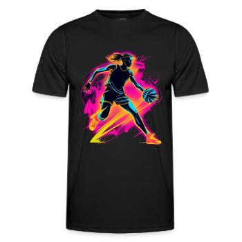Basketball player 80s style - Men's Functional T-Shirt - black - Front - AI Model Male 178 dark (178cm)