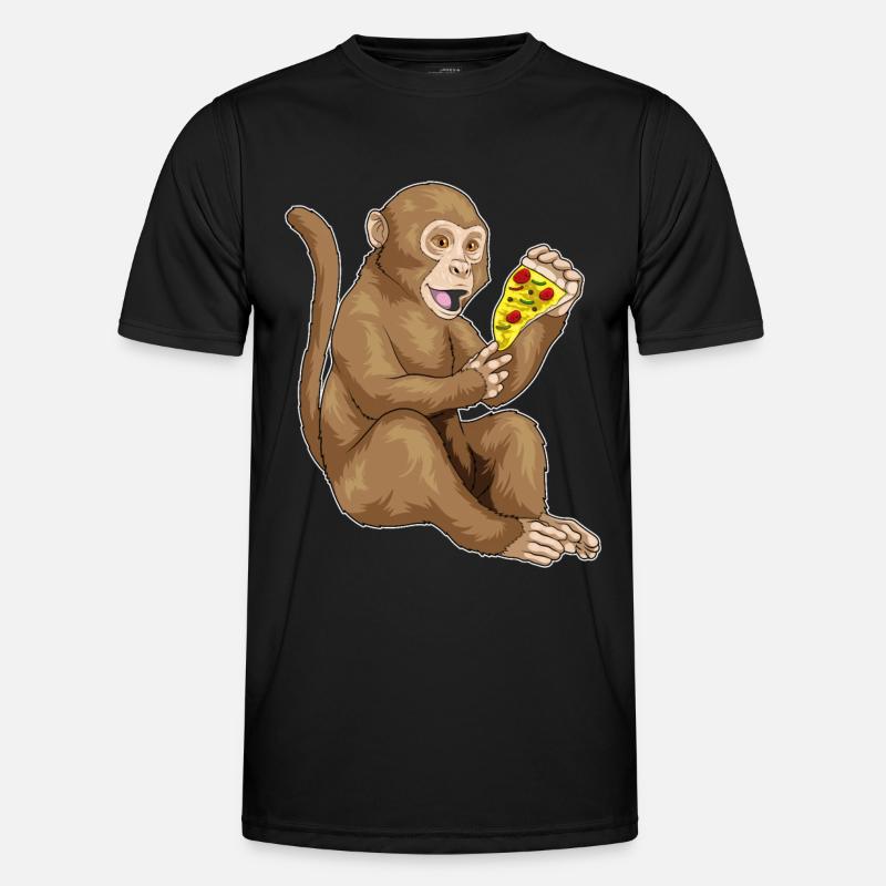 Affe Pizza - Männer Funktions-T-Shirt - Schwarz