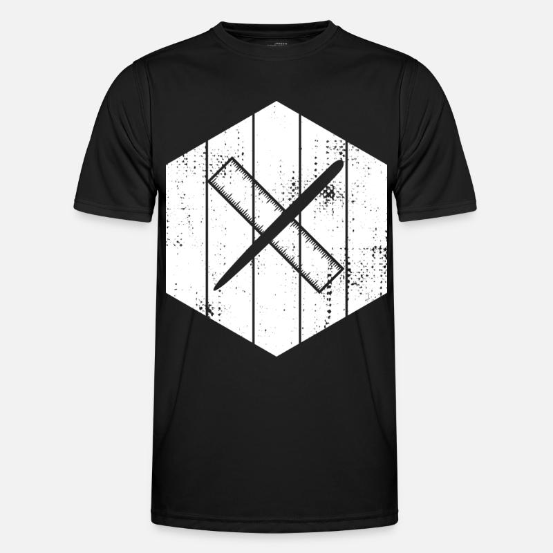 Drawing with pen and ruler - Men's Functional T-Shirt - black
