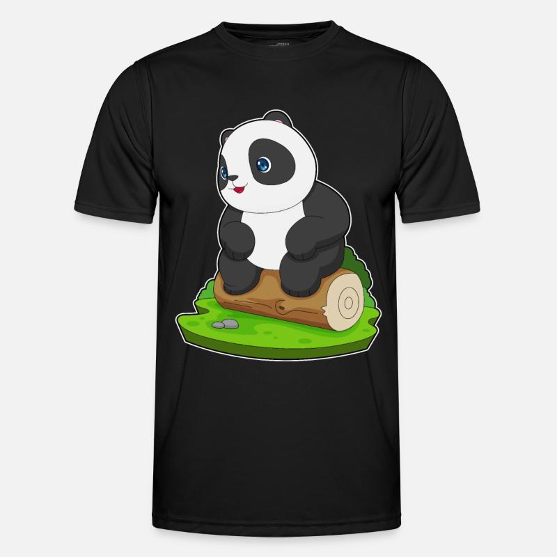Panda Baumstamm - Männer Funktions-T-Shirt - Schwarz