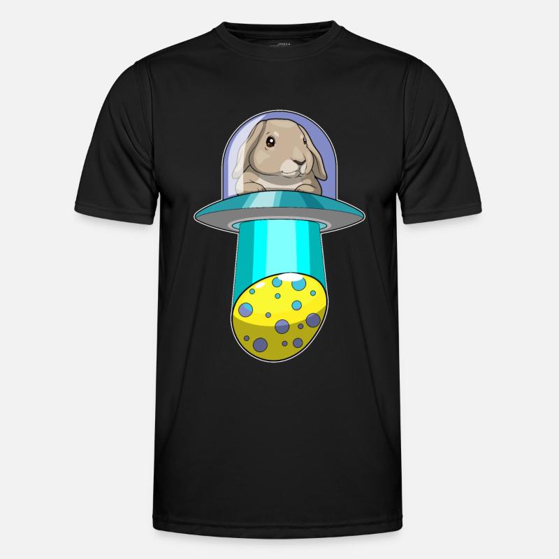 Bunny Easter Spaceship - Men's Functional T-Shirt - black