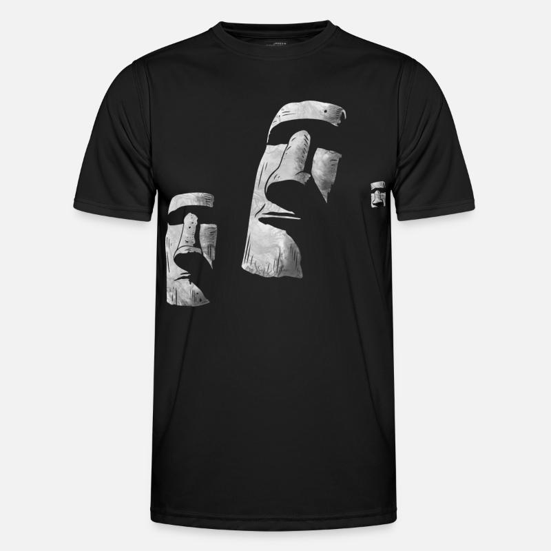 Moai Heads Easter Island Polynesia - Men's Functional T-Shirt - black