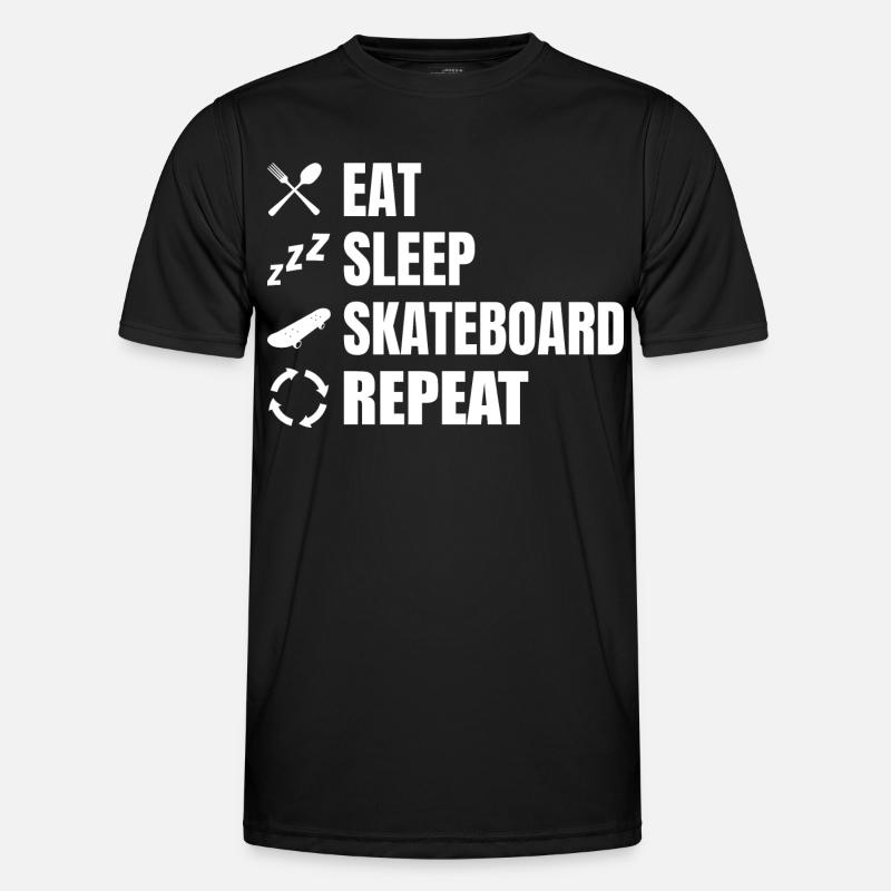 Eating, sleeping, skateboarding, repeating - Men's Functional T-Shirt - black