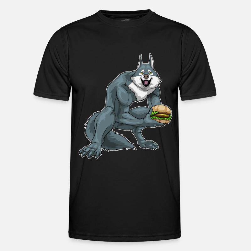 Werwolf Halloween Burger - Männer Funktions-T-Shirt - Schwarz