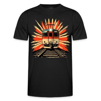 Eisenbahn Illustration - Männer Funktions-T-Shirt - Schwarz - Vorne - AI Model Male 178 dark (178cm)